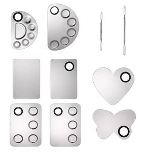 Mélangeur de palette de peinture en acier inoxydable avec logo personnalisé Plaque de fond de teint pour vernis à ongles Palette de mélange de plateau de maquillage avec spatule - Product Image 5