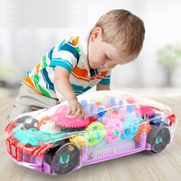 LONGXI Voiture électrique légère 3D à engrenages transparents Voiture jouet Véhicule auto Rotation à 360 degrés Course électrique Happy Swing pour enfants