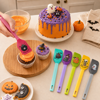 Ensemble de spatules de cuisine en silicone pour Halloween, design citrouille, fantôme, crâne, outils de pâtisserie en silicone, cuillère à mélanger double tête
