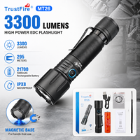 TrustFire MT26 3300 Lumen EDC Taschenlampe USB-C Wiederaufladbare LED-Fackel Magnetischer Endstück mit Powerbank-Funktion für Camping, Wandern und Notfälle
