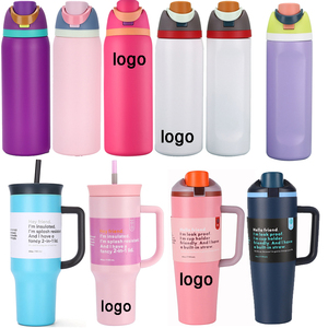 Bouteille d'eau isolée gratuite en acier inoxydable avec paille Bouteilles d'eau de sport sans BPA idéales pour les voyages Sip Owa 32oz 28oz rouge - Product Image 1