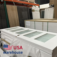 Portes intérieures à 5 panneaux en verre trempé dépoli, apprêtées blanches, pour garde-manger - Entrepôt USA