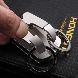 Baicheng Stainless Steel Keychain Double Row Car <b>Key</b> Pendant Waist <b>Hanger</b> Men's Gift Light Luxury Business Style - Product Image 3