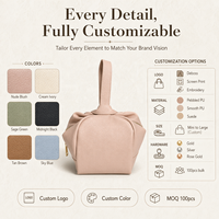 Pochette de maquillage en cuir PU avec logo personnalisé en relief, pochette de toilette froncée, motif litchi, organiseur de cosmétiques de voyage, commande en gros