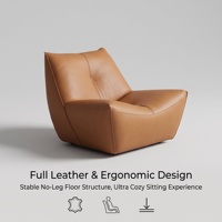 Fauteuil lounge moderne en similicuir PU de style italien, fauteuil d'appoint individuel au sol, fauteuil de loisirs sans pieds ni accoudoirs pour salon