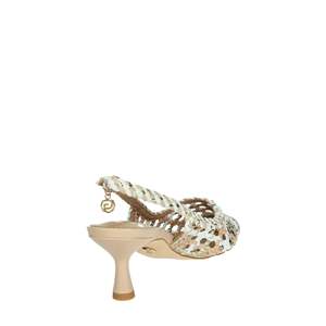 Gold & Gold Women's Slingback Heeled Sandals <b>White</b> Gold GD246 Pointed Toe Low <b>Heel</b> - Product Image 3