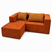 Sofá Seccional Modular Compacto de Tela Suave, Sofá Pequeño en Forma de L, Muebles Modernos para Sala de Estar