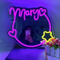 Enseigne néon LED personnalisée avec nom, cœur et étoile en acrylique, idéale pour la décoration murale de chambre et comme cadeau d'anniversaire