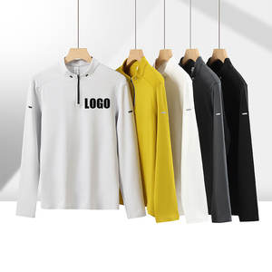 Customized Print Fitness Quick-Dry Half-Zip Shirt Knitted Activewear Sports Training Gym Wear Mens Long Sleeve <strong>Tshirts</strong> - Product Image 4