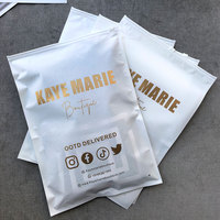 Sacs plastiques transparents givrés blancs personnalisés avec fermeture éclair, matière PE OPP, refermables, pour l'emballage de vêtements et de t-shirts