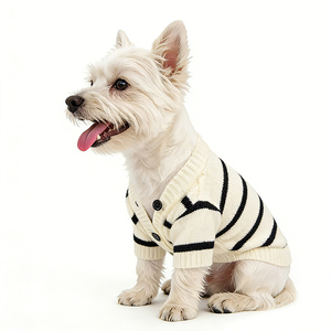 Suéter para Cães com Logo Personalizado, Ecológico, de Algodão Macio, Listrado, Casaco Elástico de Inverno para Cães Pequenos e Grandes, Respirável, em Poliéster - Product Image 6