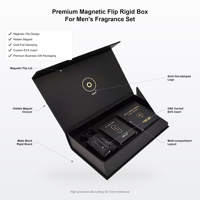 Coffret cadeau pour homme en boîte rigide magnétique noire mate personnalisée de luxe pour la cologne, marché américain, nouveau design