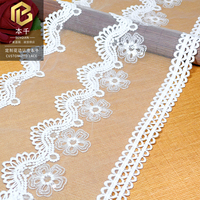 LEIXUSI 20cm Bordure en dentelle à fleurs 3D avec sequins, bordure brodée en maille blanche pour robe de mariée, robe de soirée pour enfants, décoration