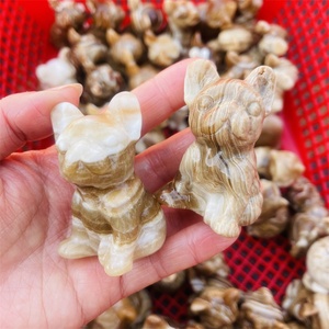 Vente en gros de sculptures d'animaux en cristal de quartz naturel sculpté à la main, chien <span class=keywords><strong>bouledogue</strong></span> français en calcite <span class=keywords><strong>chocolat</strong></span> pour la guérison et la décoration, idéal comme cadeau - Product Image 3