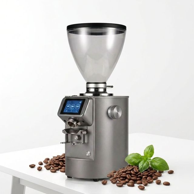 Latest Style 90MM LED Touch Screen Espresso Grinder Stainless Steel Flat Burr Coffee Grinder for Household Outdoor Electric