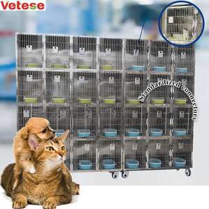 Kafesleri paslanmaz çelik kafes toptan veteriner kafes köpek tekerlekler evcil hayvan taşıyıcıları - Product Image 3