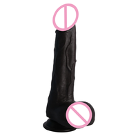 Vibromasseur réaliste noir en silicone souple pour stimulation du point G et anale, jouet sexuel pour la masturbation féminine
