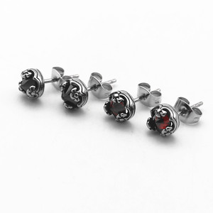 Pendientes yunnique con circonita roja, engaste de acero de titanio, diseño geométrico, joyería de moda para hombres y mujeres - Product Image 3