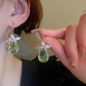 Pendientes de joyería de estilo francés Zircon mariposa gradiente cristal gota de agua pendientes al por mayor - Product Image 3