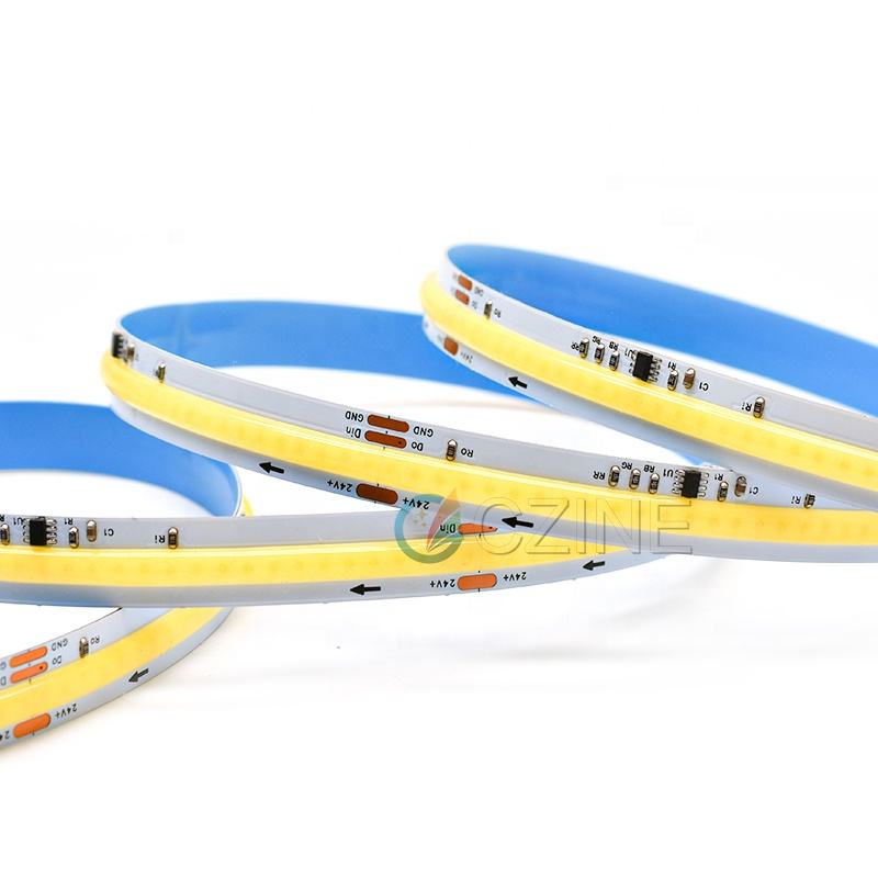 12V 24V 10mm 620NM 525NM 460NM Ws2811 SPI Control Full Color RGBIC 720leds/m Addressable Flexible Smart Cob Led Strip