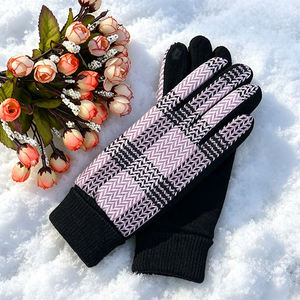Gants d'hiver pour femmes, doublés polaire, chauds, compatibles écran tactile, motifs brodés personnalisables, vente en gros, pour l'extérieur, avec broderie - Product Image 3