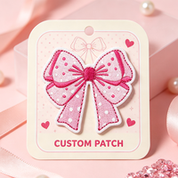 Nouveau Patch Brodé Nœud Papillon Rose en Gros pour Décoration de Vêtements, Applique en Tissu Personnalisée, Patchs Brodés Nœud Papillon pour Cadeau