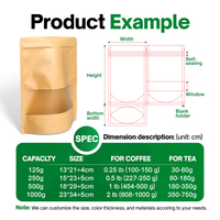Bolsa de Papel Kraft Mate con Ventana y Cierre Zip, Impresión Personalizada, para Envasado de Té, Suministro de Fábrica