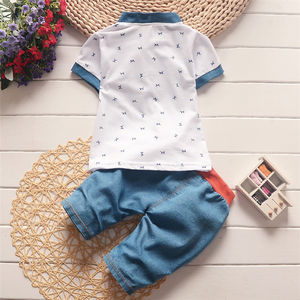 Ensembles de vêtements pour garçons de 1 à 4 ans, t-shirt avec short en jean, tenues d'été en 2 pièces, ensembles de vêtements pour bébés, vente en gros - Product Image 4