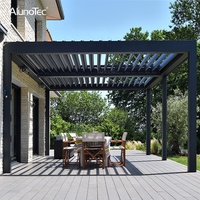 Pergola motorisée AlunoTec à prix bas, toit à lames orientables en gris et blanc