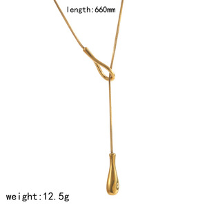 Collier chaîne serpent style européen plaqué or 18 carats avec pendentif goutte d'eau, chaîne longue réglable pour femme - Product Image 5