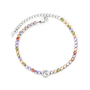 New Arrival Customizable Wholesale Charm Rainbow <b>Bracelet</b> Women Stainless Steel Colourful <b>Cubic</b> <b>Zirconia</b> love Heart <b>Bracelets</b> - Product Image 6