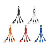 Câble de charge rapide tressé en nylon 5 en 1 avec micro USB pour connecteurs, câble porte-clés pour iPhone et appareils Android