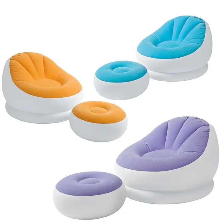 Nhà Máy Tùy Chỉnh Nhiệm Vụ Nặng Nề Đổ Xô Inflatable Chaise Phòng Chờ Ghế Với Ottoman Floding Xách Tay Ngồi Có Thể Ngả Với Chỗ Để Chân