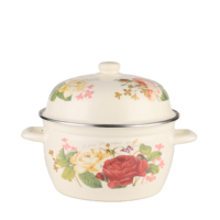 Grande cocotte vapeur classique écologique en émail avec couvercle en émail, résistante à la chaleur, facile à nettoyer, ustensile de cuisine multifonctionnel et de rangement