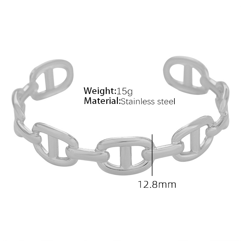 กำไลข้อมือเปิดปรับได้ สีเหล็ก SZ30