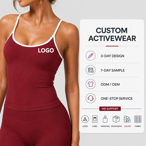 Débardeur de sport pour femme, très extensible, avec bordure contrastante, soutien de la poitrine, dos échancré, respirant, pour le yoga, la course et le fitness - Product Image 1