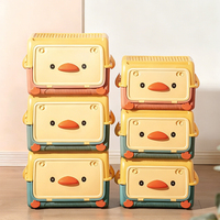 Boîte de rangement en plastique empilable pour enfants, jolie boîte de rangement pour jouets, grand bac de rangement, conteneur de rangement pour blocs de construction de dessins animés