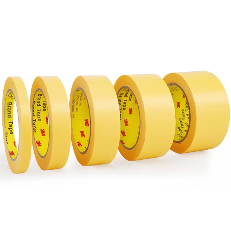 UV Resistant Single Sided Strong viscosity masking paper tape custom Yellow Acrylic Adhesive tape