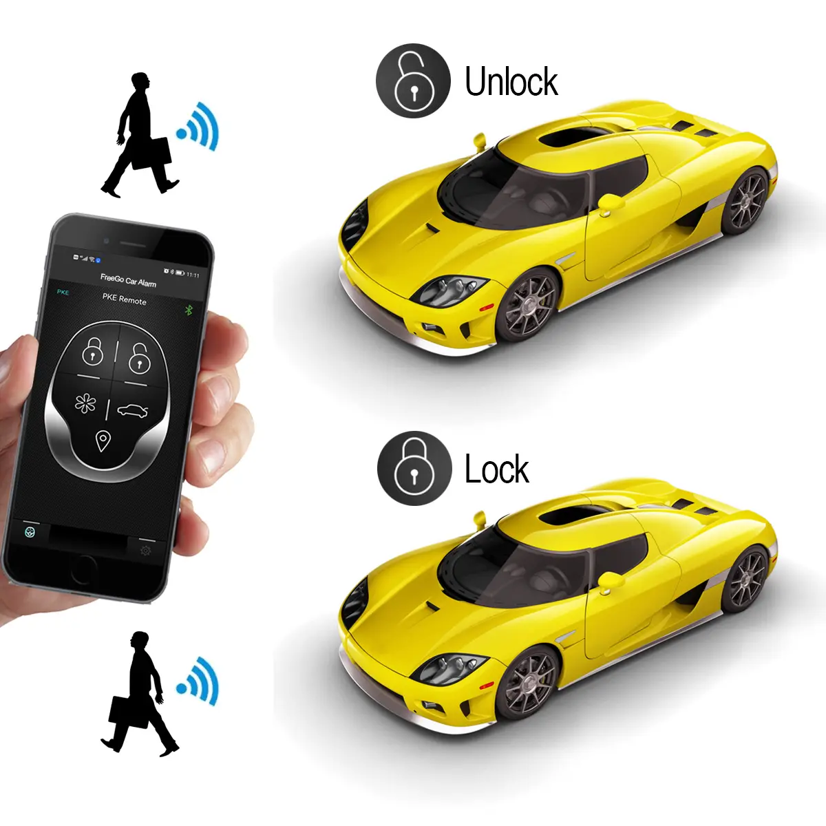 Nto NT898L-PKE Auto Elektronische Producten 12V Smart Alarm Entry Mobiele Telefoon App Bt Controle Pke Eenrichtings Sleutelloze Auto Beveiliging S