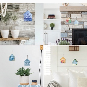 Putuo Decor Summer Beach House Shape cartello in legno Ocean Design Hanging Wall placca Seaside Decor - Product Image 6