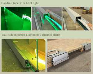 درابزين زجاجي أمريكي شعبي للخارج مع إضاءة LED، أنبوب درابزين مع شهادة CE، درابزين زجاجي للشرفة - Product Image 2