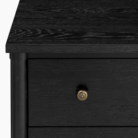 Commode vintage française en chêne noir à 6 tiroirs, large commode avec poignées en laiton, meuble de rangement pour chambre à coucher ou salon