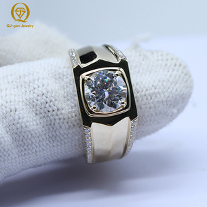 14k Gold 2ct Round Brilliant Cut VVS1 Lab Created Diamond <b>Ring</b> Custom Yellow Gold IGI Certified Lab Diamonds <b>Mens</b> <b>Ring</b> - Product Image 1