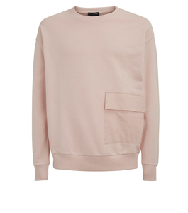 Wholesale Hot Sale Custom Pocket Front Crewneck New Design <strong>Men's</strong> <strong>Pink</strong> <strong>Sweatshirt</strong> - Product Image 2