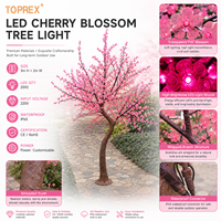 Lampe LED décorative d'extérieur TOPREX de qualité professionnelle, en forme d'arbre cerisier, H3m, couleur rose, résistante aux intempéries, pour projets emblématiques