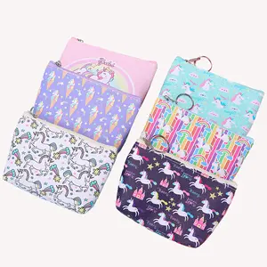 China wholesale promotional digital printing cute cartoon unicorn coin pouch for girls