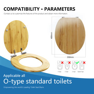 Asiento de Inodoro de Bambú Natural, Ecológico, Ovalado, con Cubierta y Bisagras Metálicas para Proyectos de Renovación de Baños en el Hogar - Product Image 4