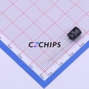 Condensateur électrolytique en aluminium à montage traversant SM1071EMD072RB, composant à montage traversant (THT), D6.3xL7mm 100uF 20% 25V 2.5mm - Product Image 2