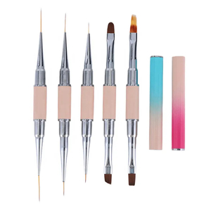 Double Ended Nail Art Liner Brush Synthetic Hair Metal Handle for Gel Polish Application Striping Painting Manicure Brush - Product Image 2