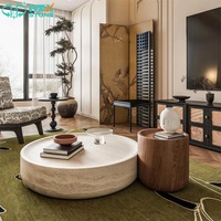 Table basse ronde convertible HZX STONE FRP - Meubles de salon modernes, durables et écologiques pour la maison